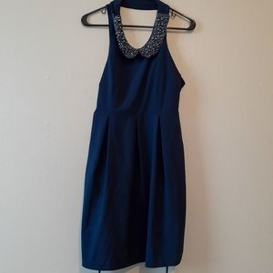 Teeze Me Beaded Collar Halter Sleeveless Dress